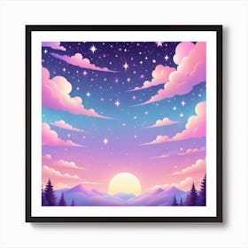 Sky With Twinkling Stars In Pastel Colors Square Composition 310 Poster