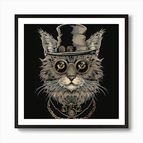 Steampunk Cat 9 Art Print