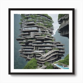 Chinese Cliff House Art Print