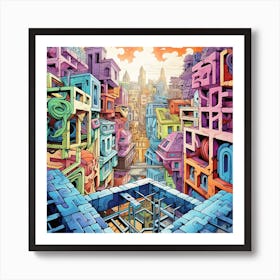 Maze City Art Print