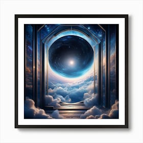 Surreal Visualization Of A Geometric Portal Like A Window Into A Dreamy Abstract Sky Filled With Sw (3) Art Print