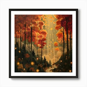 Fireflies In The Forest, Pop Surrealism, Lowbrow Art Print