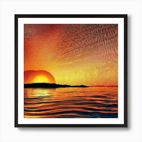 Sunset Over The Ocean By Person 1 Art Print