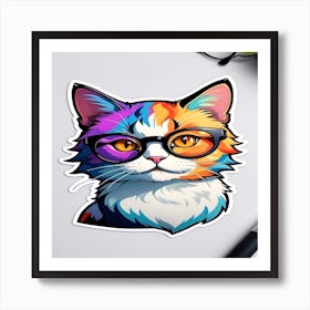 Cat With Glasses Art Print