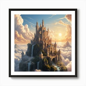 Fantasy Castle Floating Above The Clouds Art Print