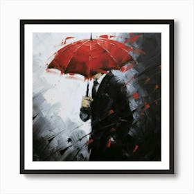 Man With Red Umbrella 4 Art Print