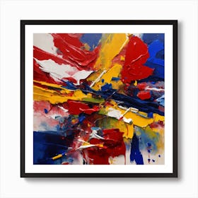 Abstract Painting bleu and red Art Print
