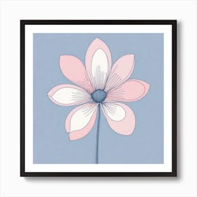 A White And Pink Flower In Minimalist Style Square Composition 292 Art Print