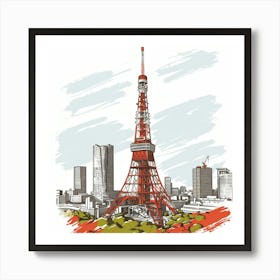 Tokyo Eiffel Tower Art Print