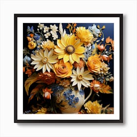 Dreamy Vase Painting Life With Modern Flowers Art Print