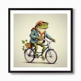 Frog On A Bicycle Art Print