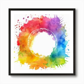 Rainbow Watercolor Splatter Background Art Print