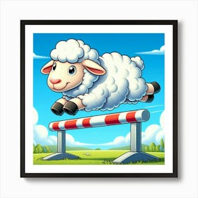 Little Sheep Is Trying Its Best To Be An Olympic Hurdler And Clear The Bar In This Fun And Addicting Game That Will Keep You On The Edge Of Your Seat Art Print