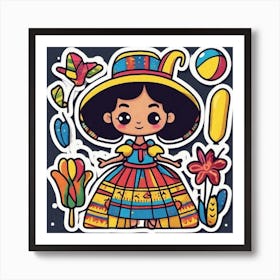 Colombian Festivities Sticker 2d Cute Fantasy Dreamy Vector Illustration 2d Flat Centered By (20) Art Print