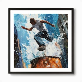 A Parkour Movement Oil Painting Art Print