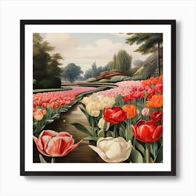 Tulips In The Garden 3 Art Print