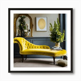 Yellow Velvet Chaise 5 Art Print