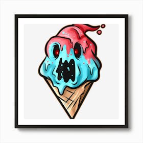 Scary Monster Zombie Demon Soft Ice Cream Cone Halloween Art Print