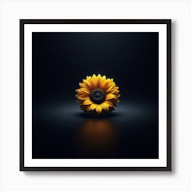 Photograph - Sunflower On Black Background Art Print