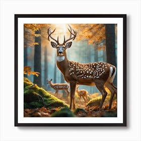 Deer In The Forest 83 Art Print