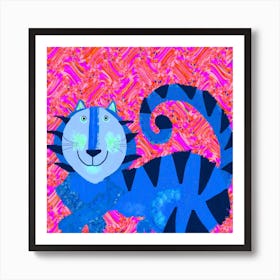 Blue Tiger Square Art Print