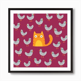 Cat Among The Pigeons Art Print