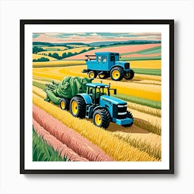 Harvesting Cubism Style Art Print