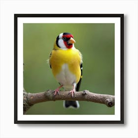 Colorful Goldfinch Perched On A Tree Branch 2 Art Print