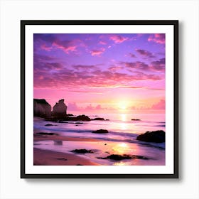 Sunset At The Beach Art Print