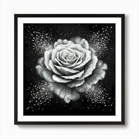 White Rose On A Black Background Art Print