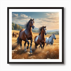 Horses In The Field 25 Art Print