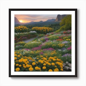 Sunset In The Garden Art Print