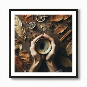 Coffee And Autumn Leaves Art Print