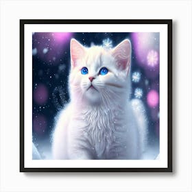 White Kitten With Blue Eyes 1 Art Print