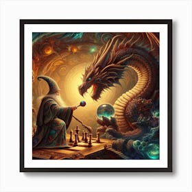 Chess With Dragon Art Print