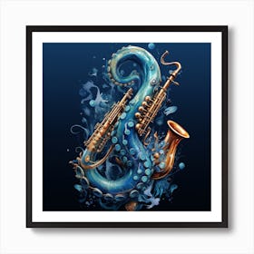 Octopus Saxophone Art Print
