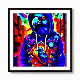 Psychedelic Street Bird Art Print