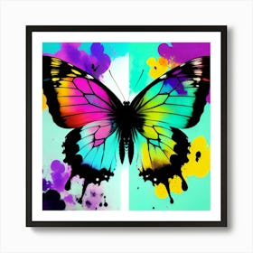 Butterfly With Paint Splashes 9 Art Print