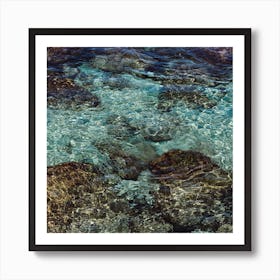 Tropical Summer  Rocks In The Clear Blue Sea  Colour Ocean Photography  Square Art Print