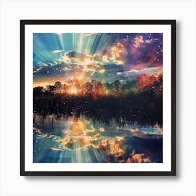 Sunrise Over Water Canvas Print Art Print