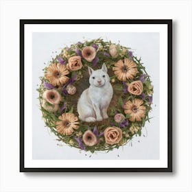 Bunny Wreath Art Print