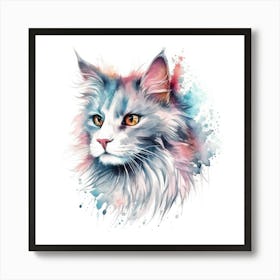 Oriental Longhair Cat Portrait Art Print
