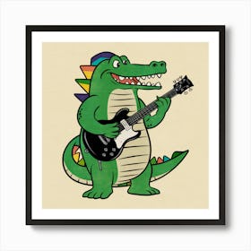 Alligator Playing Guitar Art Print