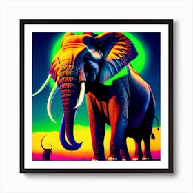 NEON ELEPHANT Art Print