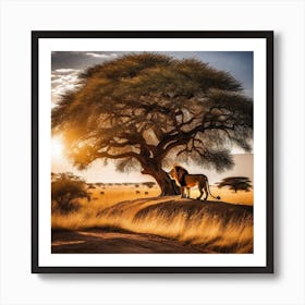 Lion Under The Tree 8 Art Print