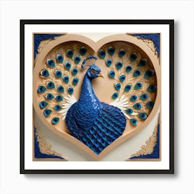 Peacock In A Heart Art Print