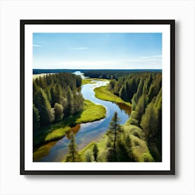 Forest Water Nature Tree Copy Space Creek Summer Sand Aerial Moss Clear Sky Vacation Sun (5) Art Print