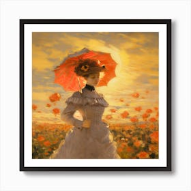 Lady In A Poppy Field Art Print