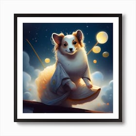 Corgi in the sky Art Print