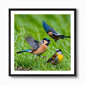 Bird Natural Wild Wildlife Tit Sparrows Sparrow Blue Red Yellow Orange Brown Wing Wings (40) Art Print